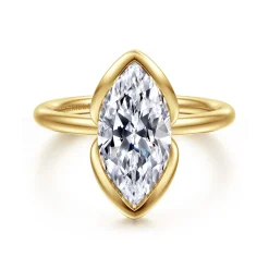 New Gabriel & Co. Vivienne - 14K Yellow Gold Marquise Shape Solitaire Diamond Engagement Ring