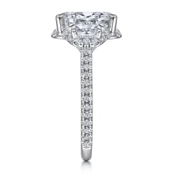 Gabriel & Co. Wade - 14K White Gold Oval Three Stone Halo Diamond Engagement Ring