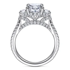 Gabriel & Co. Wade - 14K White Gold Oval Three Stone Halo Diamond Engagement Ring