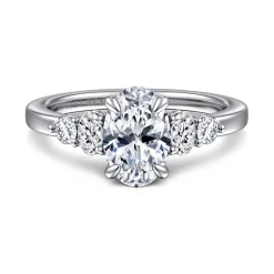 Gabriel & Co. Wave - 14K White Gold Oval Diamond Engagement Ring
