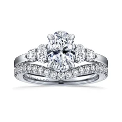 Gabriel & Co. Wave - 14K White Gold Oval Diamond Engagement Ring