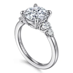 Online Gabriel & Co. Wave - 14K White Gold Round Diamond Engagement Ring