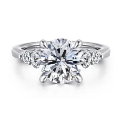 Online Gabriel & Co. Wave - 14K White Gold Round Diamond Engagement Ring
