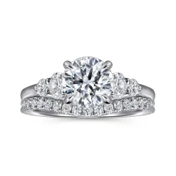 Sale Gabriel & Co. Wave - 14K White Gold Round Five Stone Diamond Engagement Ring