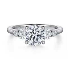 Sale Gabriel & Co. Wave - 14K White Gold Round Five Stone Diamond Engagement Ring
