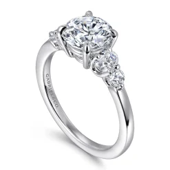 Sale Gabriel & Co. Wave - 14K White Gold Round Five Stone Diamond Engagement Ring