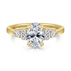 Discount Gabriel & Co. Wave - 14K Yellow Gold Oval Diamond Engagement Ring