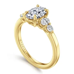 Discount Gabriel & Co. Wave - 14K Yellow Gold Oval Diamond Engagement Ring