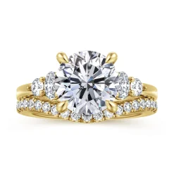 Sale Gabriel & Co. Wave - 14K Yellow Gold Round Diamond Engagement Ring