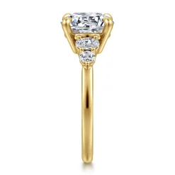 Sale Gabriel & Co. Wave - 14K Yellow Gold Round Diamond Engagement Ring