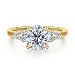 Hot Gabriel & Co. Wave - 14K Yellow Gold Round Diamond Engagement Ring