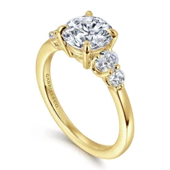 Online Gabriel & Co. Wave - 14K Yellow Gold Round Diamond Engagement Ring