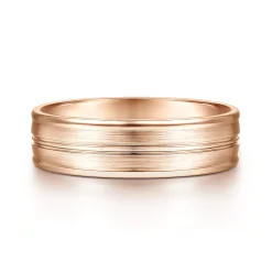 Outlet Gabriel & Co. Weston - 14K Rose Gold 6mm - Men's Wedding Band in Satin Finish