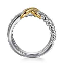 Clearance Gabriel & Co. Wide Band Criss Cross 14K Yellow Gold and 925 Sterling Silver Bujukan