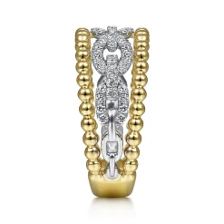 Best Gabriel & Co. Wide Band Easy-Stack Ring 14K White and Yellow Gold Diamond 0.35ct Bujukan