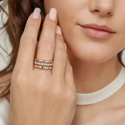 Outlet Gabriel & Co. Wide Band Easy-Stack Ring 14K White and Yellow Gold Diamond 0.3ct