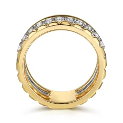 Outlet Gabriel & Co. Wide Band Easy-Stack Ring 14K White and Yellow Gold Diamond 0.3ct