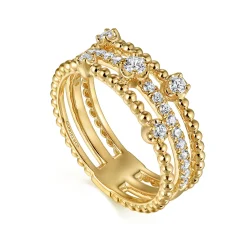 Sale Gabriel & Co. Wide Band Easy-Stack Ring 14K Yellow Gold Diamond 0.35ct Bujukan