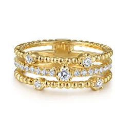 Sale Gabriel & Co. Wide Band Easy-Stack Ring 14K Yellow Gold Diamond 0.35ct Bujukan