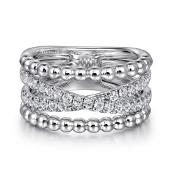 Sale Gabriel & Co. Wide Band Easy-Stack Ring 925 Sterling Silver White Sapphire Bujukan
