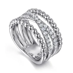 Sale Gabriel & Co. Wide Band Easy-Stack Ring 925 Sterling Silver White Sapphire Bujukan