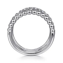 Sale Gabriel & Co. Wide Band Easy-Stack Ring 925 Sterling Silver White Sapphire Bujukan