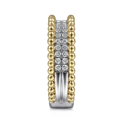 Clearance Gabriel & Co. Wide Band Ring 14K White and Yellow Gold Diamond 0.45ct Bujukan