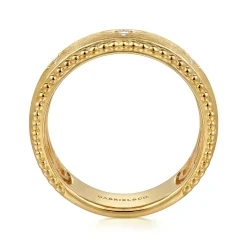 Hot Gabriel & Co. Wide Band Ring 14K Yellow Gold Diamond 0.08ct Bujukan
