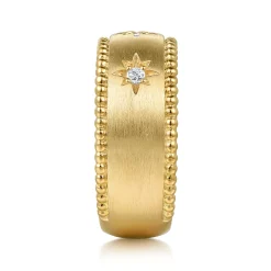 Hot Gabriel & Co. Wide Band Ring 14K Yellow Gold Diamond 0.08ct Bujukan