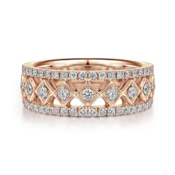 Best Gabriel & Co. Wide 14K Rose Gold Geometric Diamond Anniversary Band - 0.5 ct