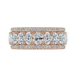 Outlet Gabriel & Co. Wide 14K Rose Gold Oval and Round Diamond Anniversary Band - 1.9 ct