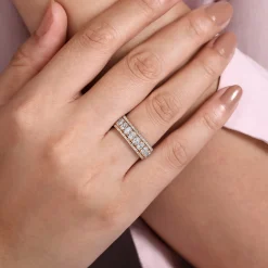Outlet Gabriel & Co. Wide 14K Rose Gold Oval and Round Diamond Anniversary Band - 1.9 ct
