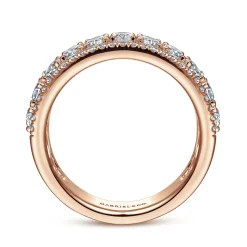 Outlet Gabriel & Co. Wide 14K Rose Gold Oval and Round Diamond Anniversary Band - 1.9 ct