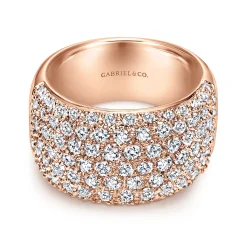 New Gabriel & Co. Wide 14K Rose Gold Pave Diamond Anniversary Band - 1.7 ct