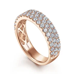 Outlet Gabriel & Co. Wide 14K Rose Gold Prong Set Diamond Anniversary Band - 1.15 ct