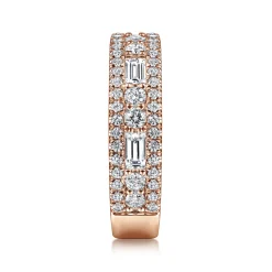 Online Gabriel & Co. Wide 14K Rose Gold Round and Baguette Diamond Anniversary Band - 1.15 ct