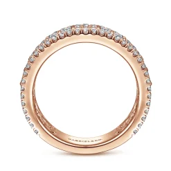 Online Gabriel & Co. Wide 14K Rose Gold Round and Baguette Diamond Anniversary Band - 1.15 ct
