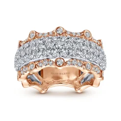 Gabriel & Co. Wide 14K White and Rose Gold Fancy Diamond Anniversary Band - 1.6 ct