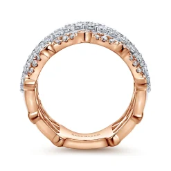 Gabriel & Co. Wide 14K White and Rose Gold Fancy Diamond Anniversary Band - 1.6 ct