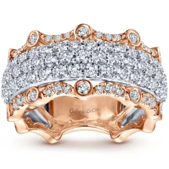 Gabriel & Co. Wide 14K White and Rose Gold Fancy Diamond Anniversary Band - 1.6 ct