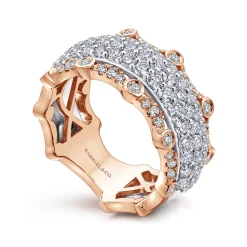 Gabriel & Co. Wide 14K White and Rose Gold Fancy Diamond Anniversary Band - 1.6 ct