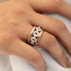 Online Gabriel & Co. Wide 14K White and Rose Gold Fancy Diamond Anniversary Band - 1.1 ct
