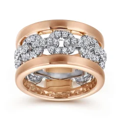 Online Gabriel & Co. Wide 14K White and Rose Gold Fancy Diamond Anniversary Band - 1.1 ct