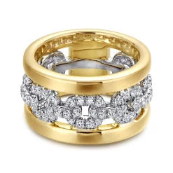 Best Gabriel & Co. Wide 14K White and Yellow Gold Fancy Diamond Anniversary Band - 1.1 ct