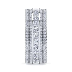Hot Gabriel & Co. Wide 14K White Gold Channel Set Diamond Anniversary Band with Round and Princess Cut Diamonds - 3.3 ct