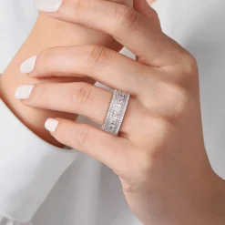Hot Gabriel & Co. Wide 14K White Gold Channel Set Diamond Anniversary Band with Round and Princess Cut Diamonds - 3.3 ct
