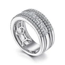 Hot Gabriel & Co. Wide 14K White Gold Channel Set Diamond Anniversary Band with Round and Princess Cut Diamonds - 1.75 ct
