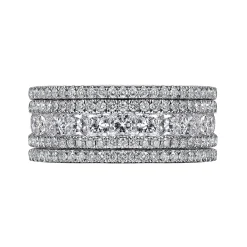 Hot Gabriel & Co. Wide 14K White Gold Channel Set Diamond Anniversary Band with Round and Princess Cut Diamonds - 1.75 ct