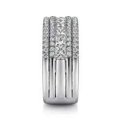 Hot Gabriel & Co. Wide 14K White Gold Channel Set Diamond Anniversary Band with Round and Princess Cut Diamonds - 1.75 ct