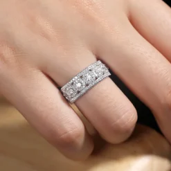Discount Gabriel & Co. Wide 14K White Gold Diamond Anniversary Band - 1.05 ct